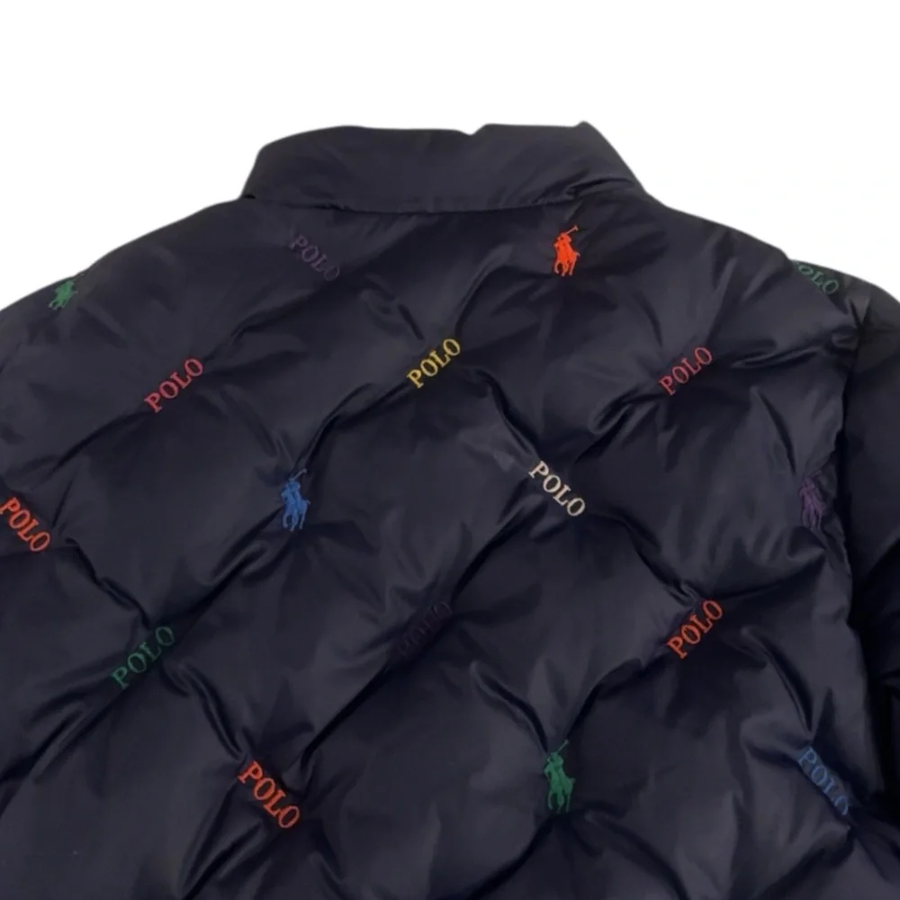 Polo Ralph Lauren Unisex Navy Blue Pony Logo Zip Down‎ Puffer Jacket Size 8-10